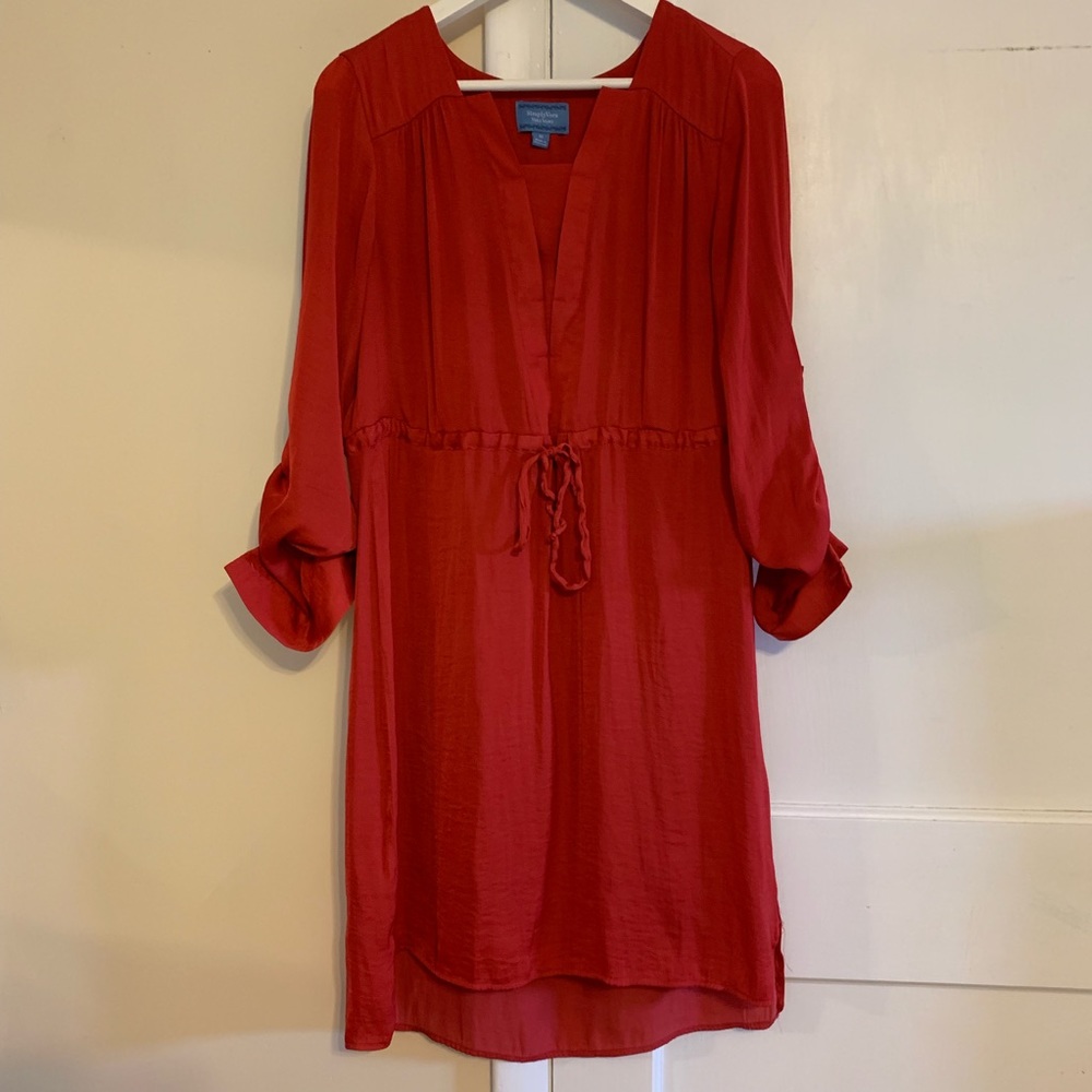 Coral red tunic dress
